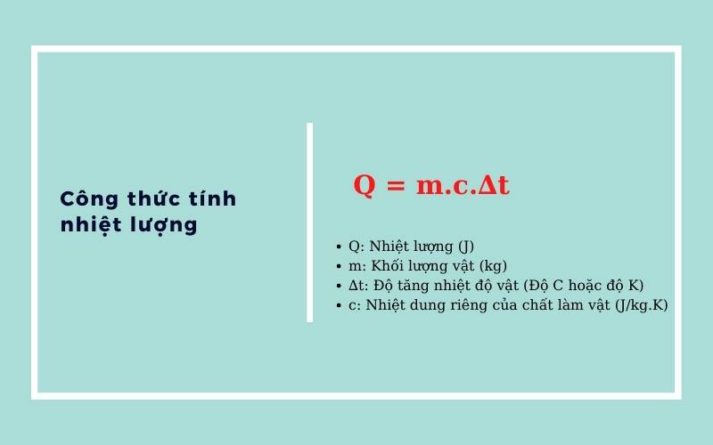 Công thức tính nhiệt lượng